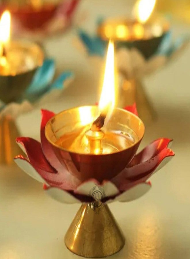 DSH Brass Diyas for Pooja Room Lotus Shape Set of 6 with Gift Box Akhand Jyot Diya Deepak Set for Diwali Festival Gift Item - Image 4